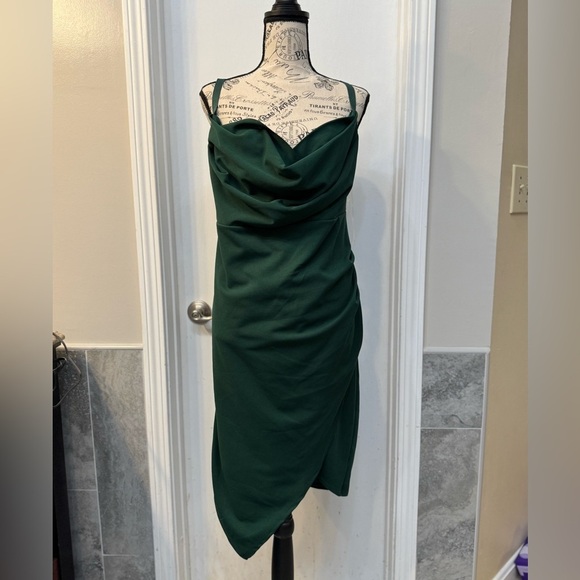 Emerald Sundae Dresses & Skirts - Dark Green Draped Plus Size Cocktail Dress Size 20